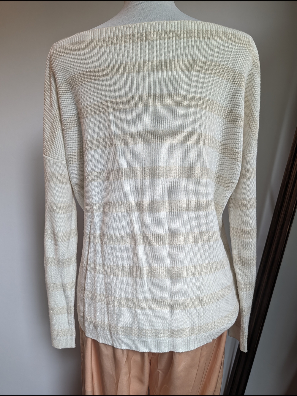 Tommy Bahama Boat Neck Cream and Light Tan Striped Sweater - Picture 3 of 6